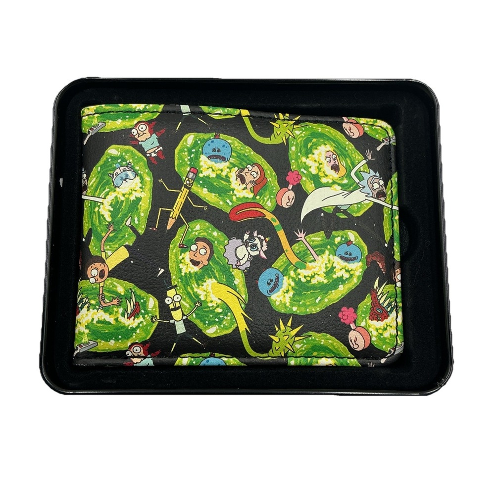 Buckle-Down Bifold Wallet Mens OS Black New Rick and Morty Adult Swim Leather